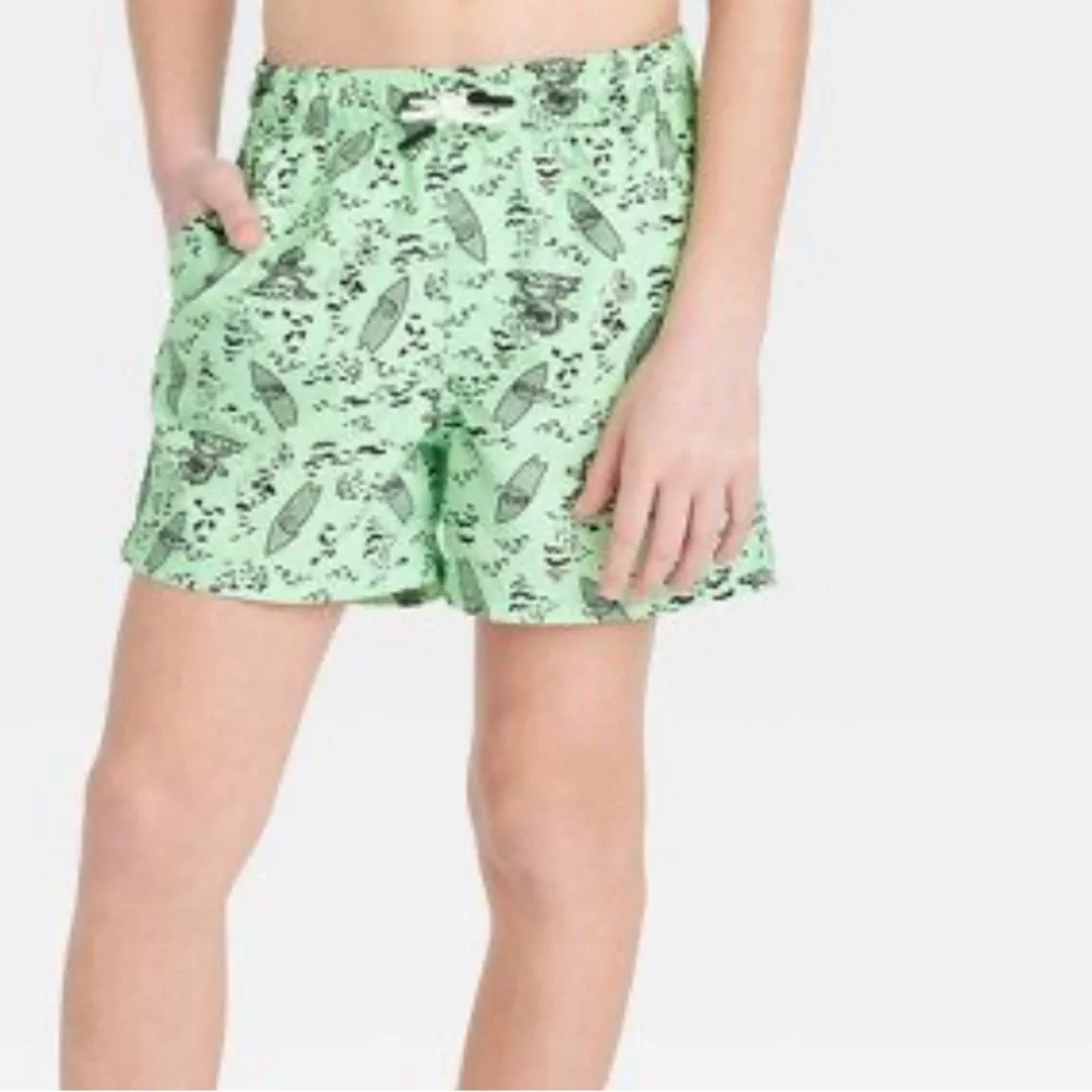 Boys' Monster Animal Printed Swim Trunks - art class Green